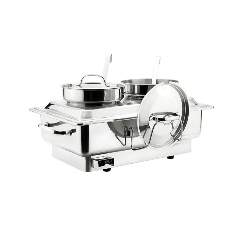 304 stainless steel double-headed self-service soup stove, warm soup pot, electric heating heat preservation steamer, meal stove