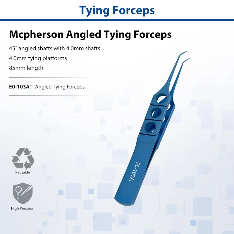 Mcpherson Angled Tying Forceps Titanium Alloy Angled Tip Ophthalmic Microsurgery Knot Tying Tweezers