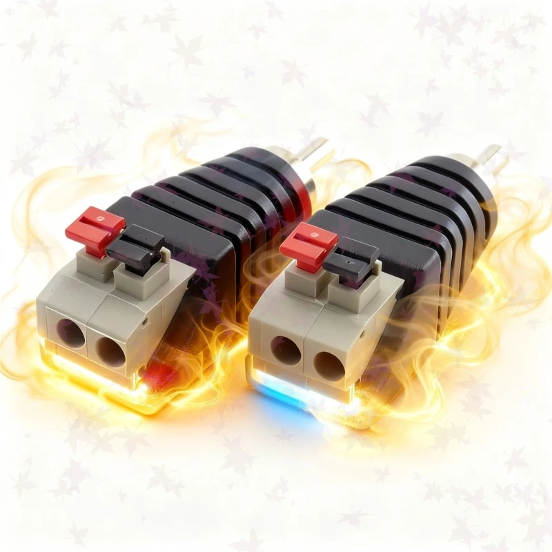 1/2/5/10pcs Speaker RCA Connector AV Cable to Audio Male Universal Wire Professional Jack Press Plug Adapter Audio LED Light B5