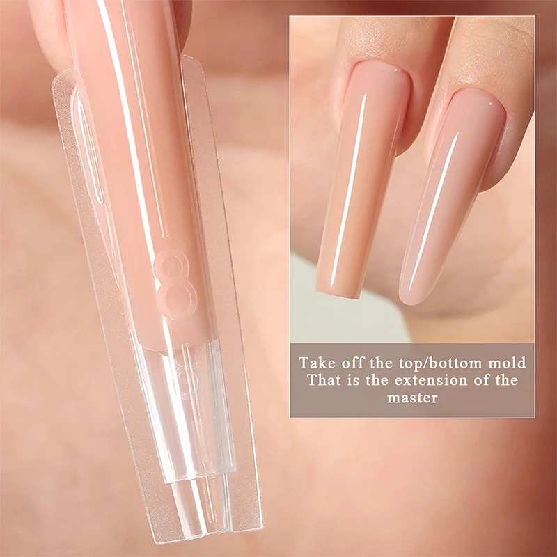 240PCS Dual Nail Forms Sandwich Design Coffin Almond 14 Sizes Reusable Top Bottom Mold Nail Extension Tool