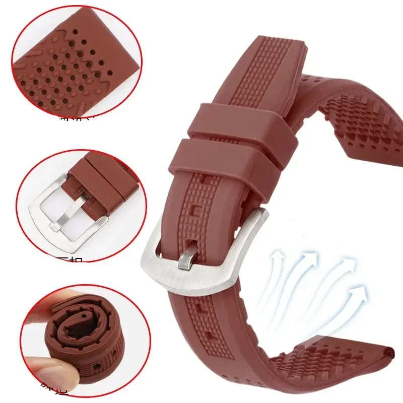 Soft Breathable Silicone Watch Band 16mm 18mm 20mm 22mm 24mm for Omega for Moonswatch Waterproof Sport Strap Accessories