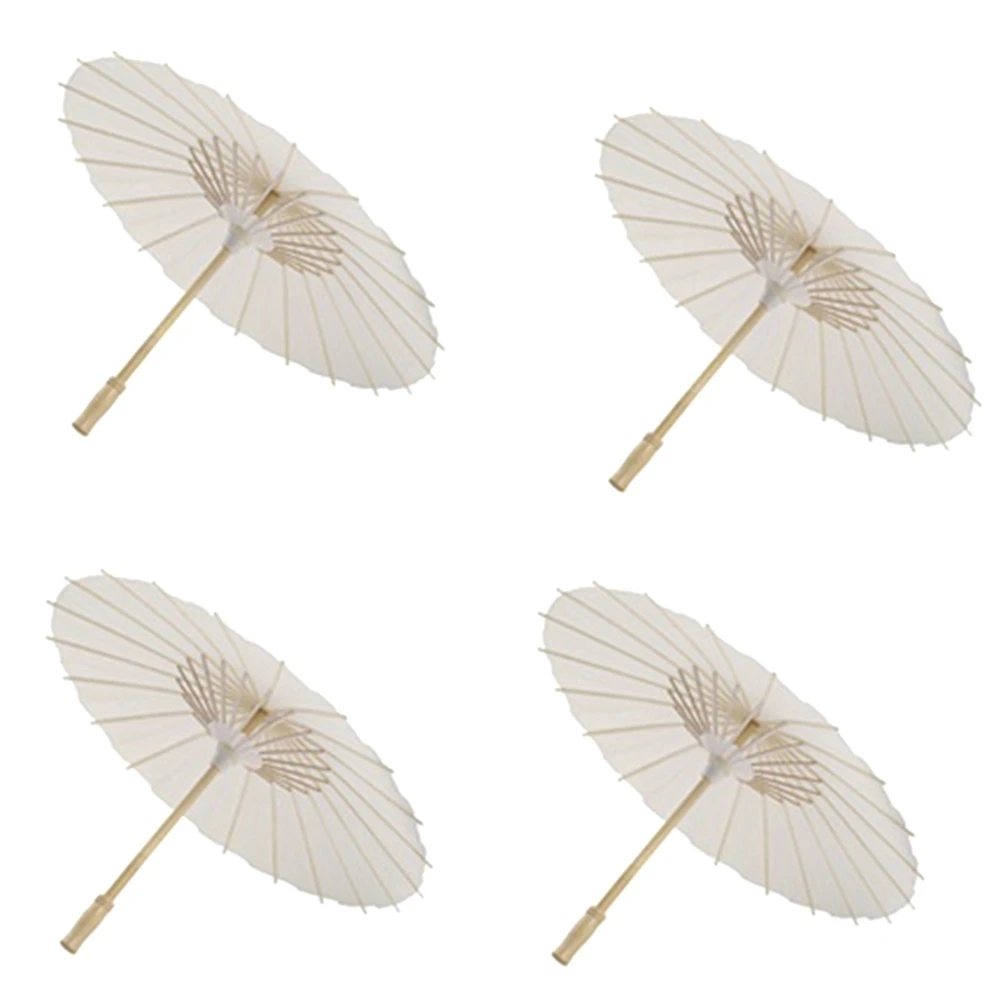 

B39B-4PCS Paper Parasol Beach Umbrella White DIY Umbrella Photography Props For Baby Shower Partys Wedding 60Cm/23.6Inch