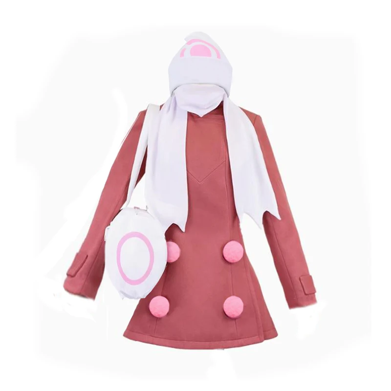 

Костюм для косплея Dawn Hikari, розовое пальто, шарф, сумка и шляпа для Хэллоуина, костюм для рождественской вечеринки для мужчин и женщин