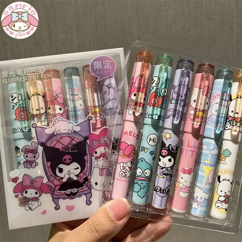 Sanrio Series Highlighter New Lolita Series Hello Kitty Kuromi Cute Graffiti Painting Pens Classroom Markers Student Stationery