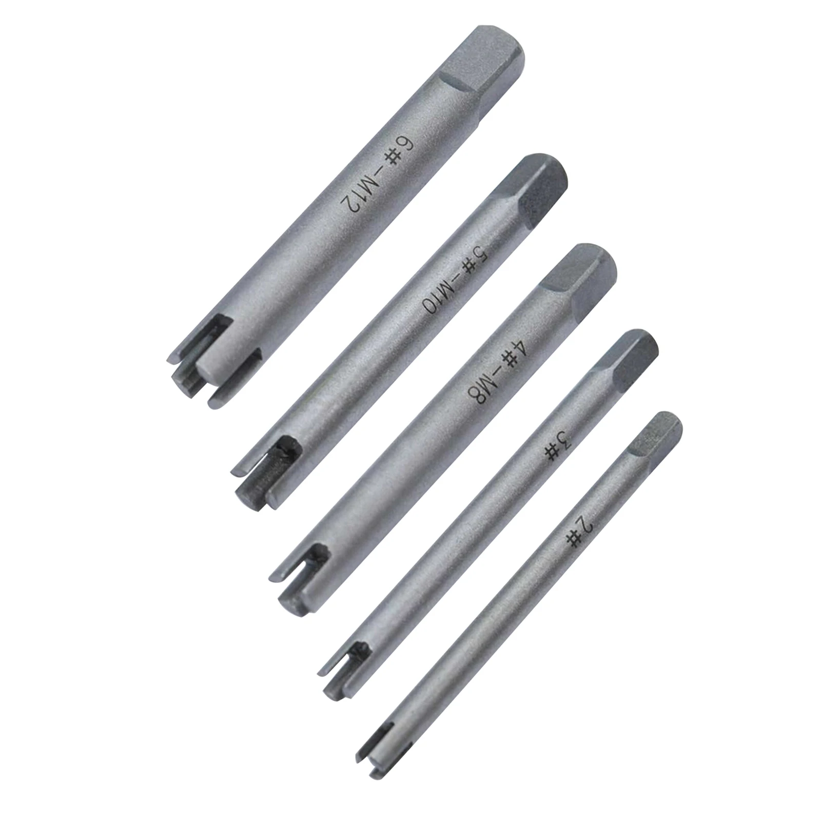 5Pcs HSS 6542 Broken Tap Extractor Broken Tap Remover Removal Tool Kits Taps 3/4 Claws 2#-M5, 3#-M6, 4#-M8, 5#-M10, 6#-M11-M12