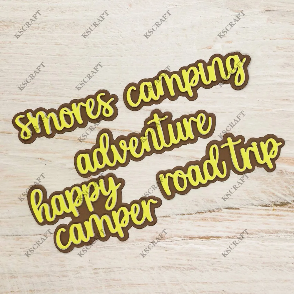KSCRAFT Camping Words Cutting Dies Stencils for DIY Scrapbooking Decorative Embossing DIY Paper Cards