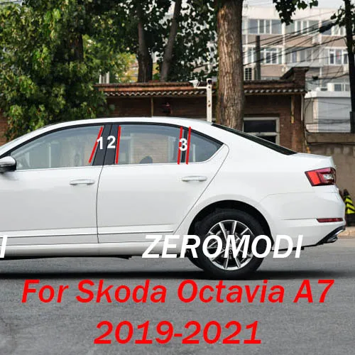 

For Skoda Octavia A7 2021 2020 2019 Car Door Window Middle Column Trim Decoration Protection B Strip PC Stickers Accessories