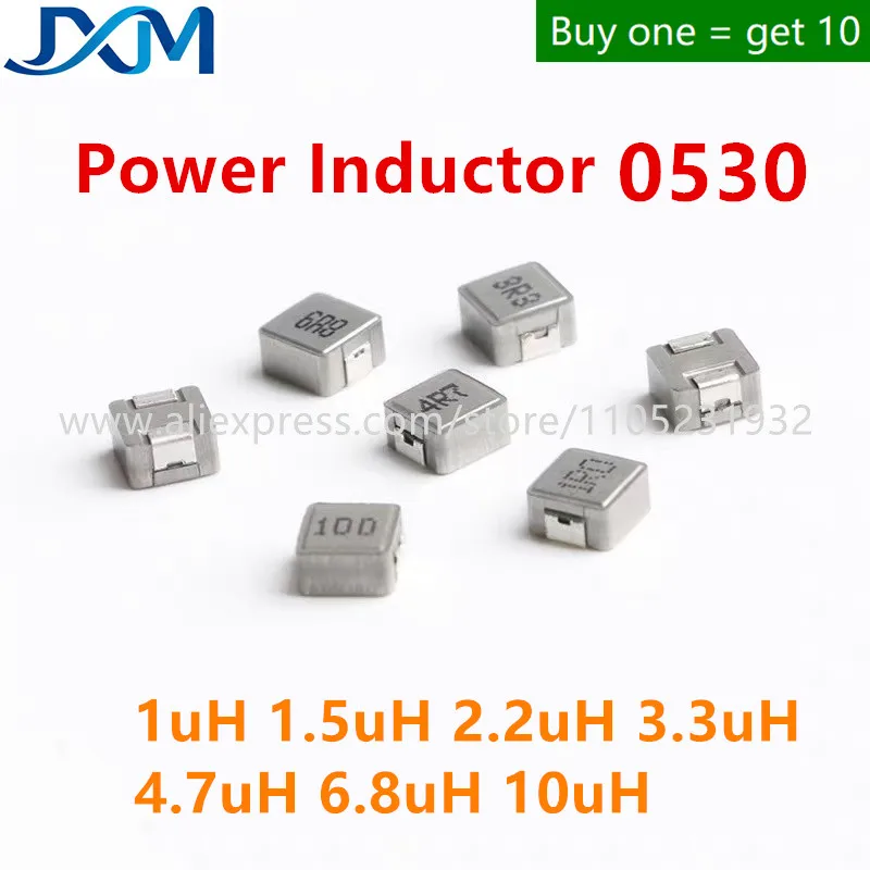 10pcs/lot 0530 SMD Integrated Power Inductor 1uH 1.5uH 2.2uH 3.3uH 4.7uH 6.8uH 10uH