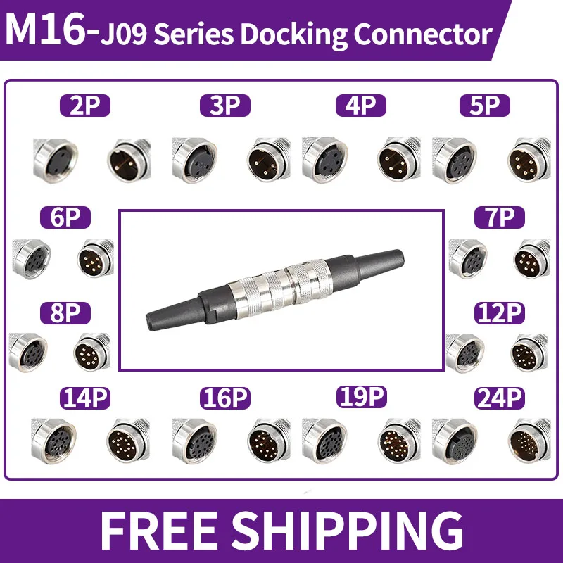 5/10/20Sets M16 Aviation Connector J09 Series Docking Metal Butt Male&Female Plug Needle M16-09-2/3/4/5/6/7/8/12/16/18/19 Pin