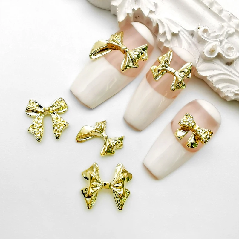 5pcs Luxury Kawaii Bow Nail Art Charms 3D ญี่ปุ่น Bow Tie เครื่องประดับเล็บ Rhinestone ตกแต่ง DIY อุปกรณ์เสริม