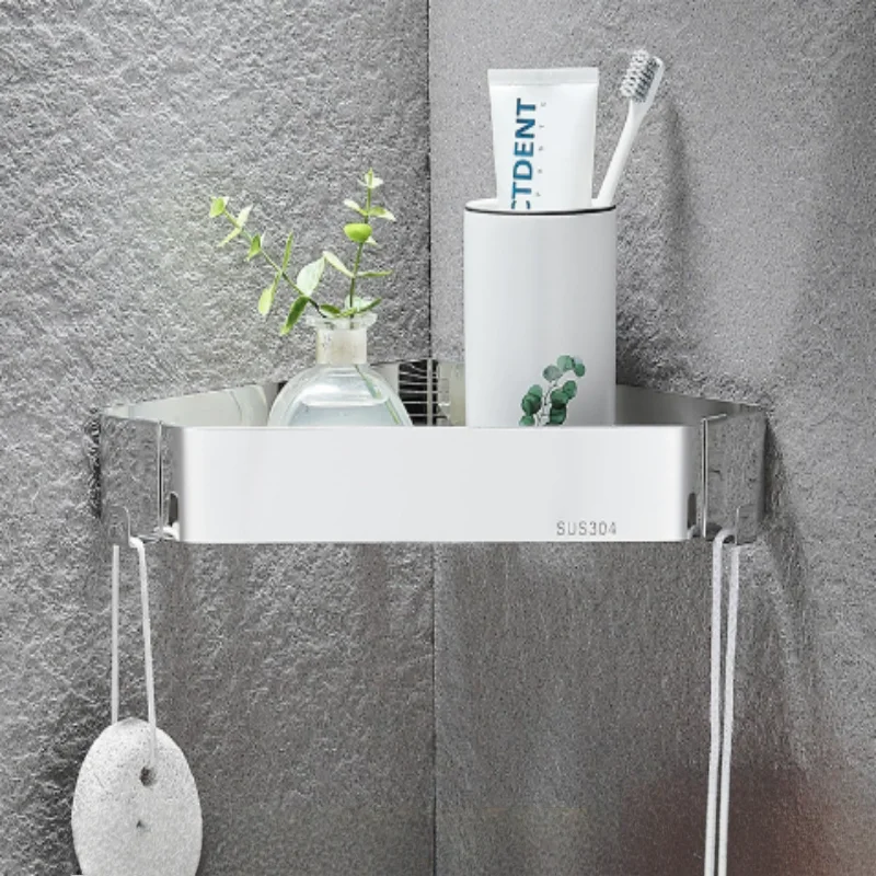 

Черная угловая полка для ванной комнаты из нержавеющей стали SUS304, настенная, серая, для хранения в ванной и на кухне