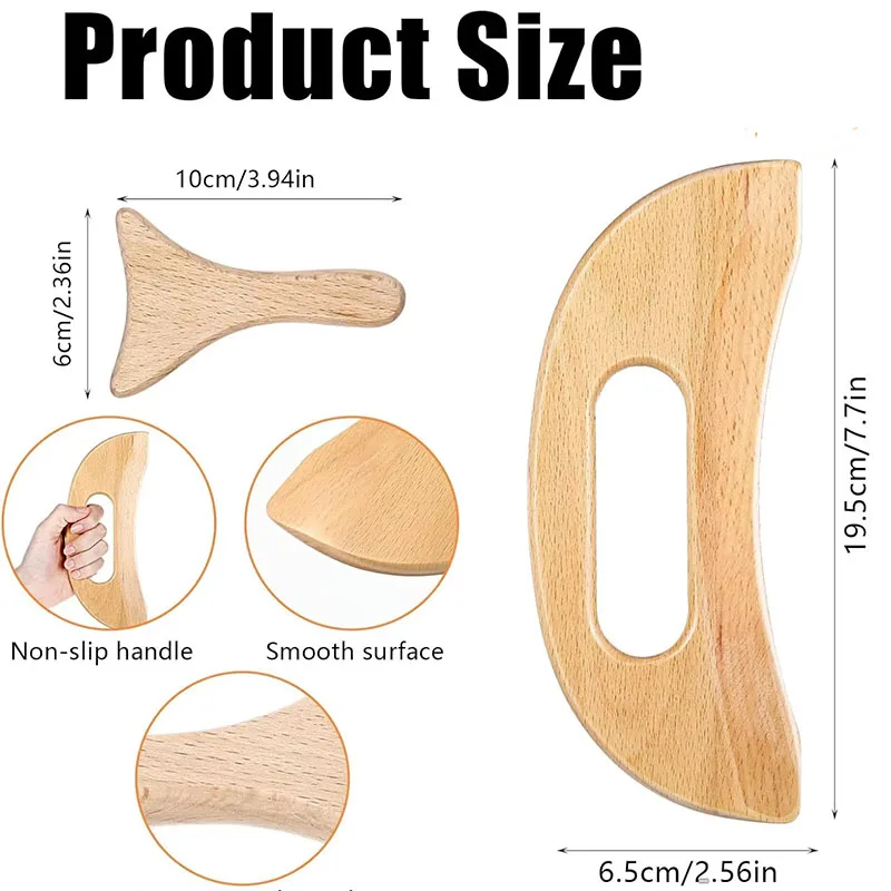 Hot Selling Wood Spa Gua Sha Tool Body Massager for Neck Back Face Leg Facial Lymphatic Massage Relieve Muscle Fatigue Body