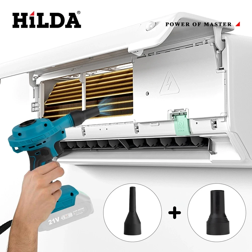 HILDA Cordless Dust Machine Stepless Speed Regulation Rechargeable Electric Inflator Cleanner Dust Blower Fan For Makita Battery