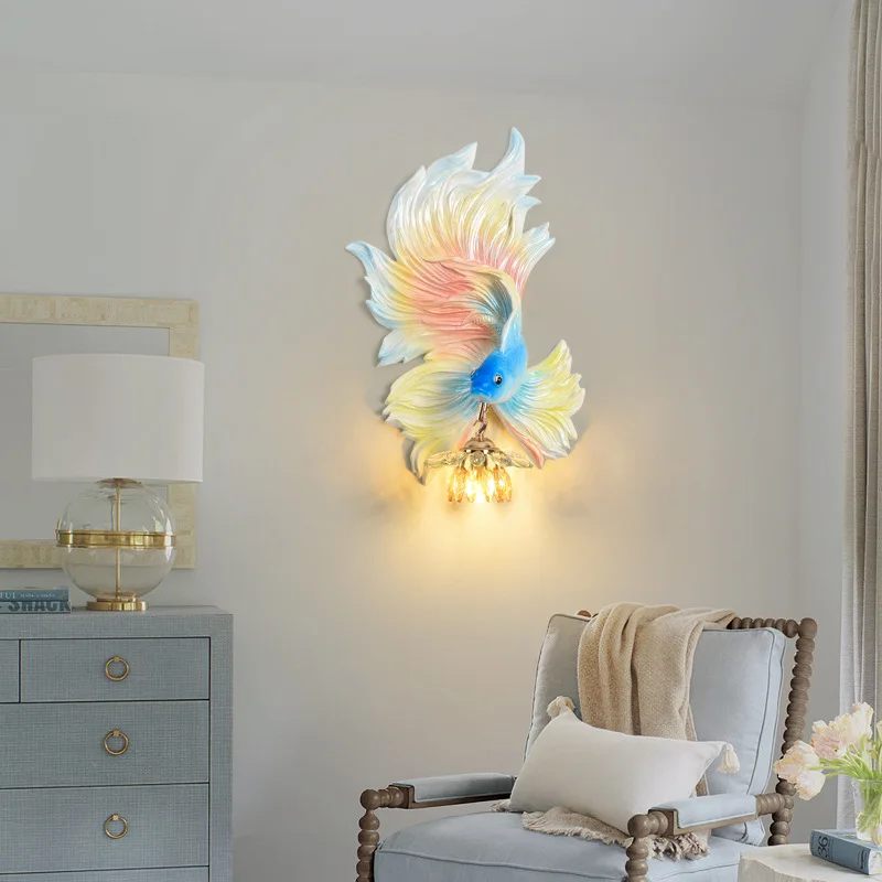 Postmodern Animal Decoration Wall Lamp House Resin LED Lighting Fixtures Bedroom Headboard Living Room Fish Creative Wall Light