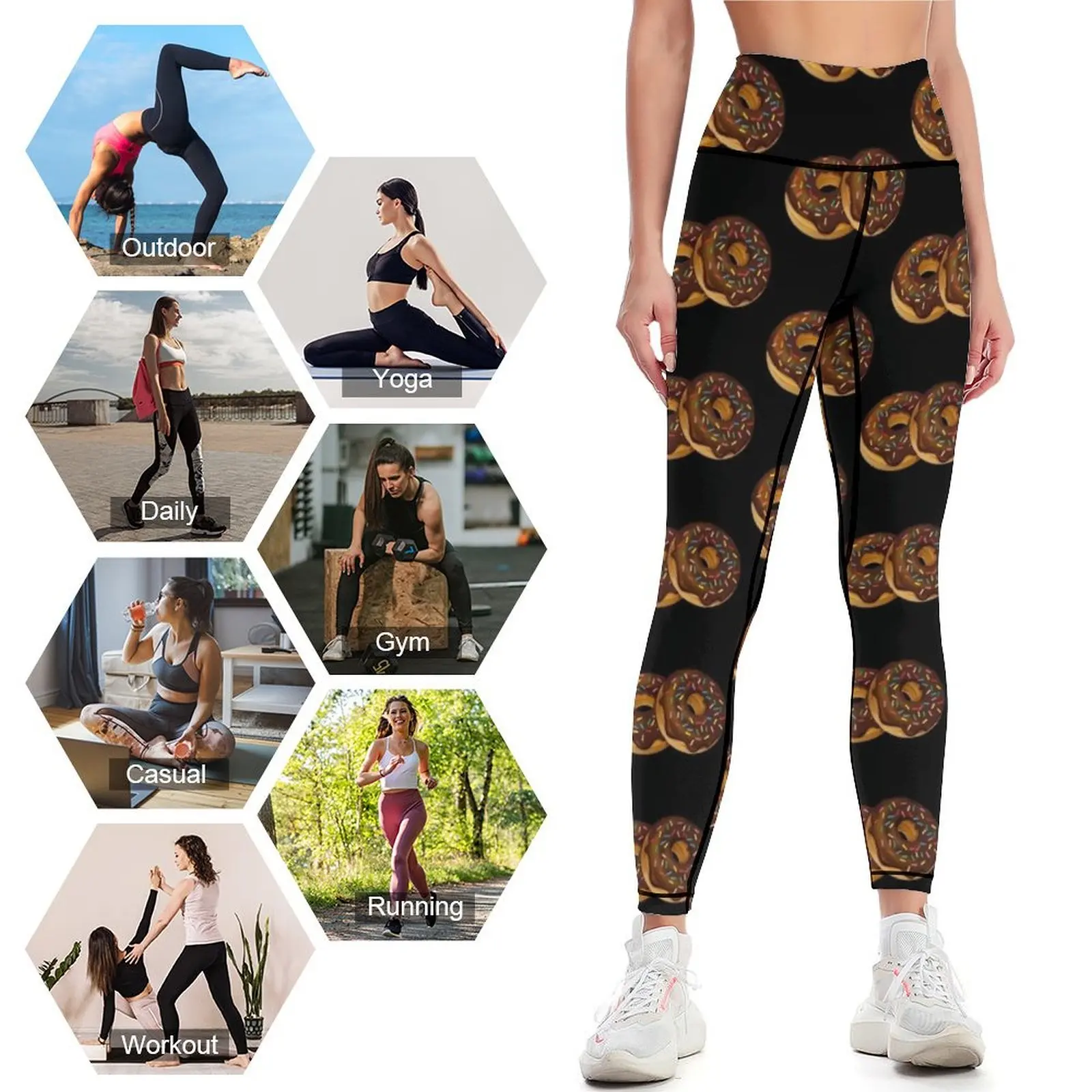 Chocolade Donuts Leggings Voor Fitness Sportkleding Voor Dames Sportkleding Voor Damesleggings