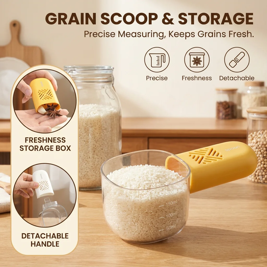 Moisture-proof And Insect-resistant With Graduated Rice Scoop Measuring Spoon Grocery Spoon