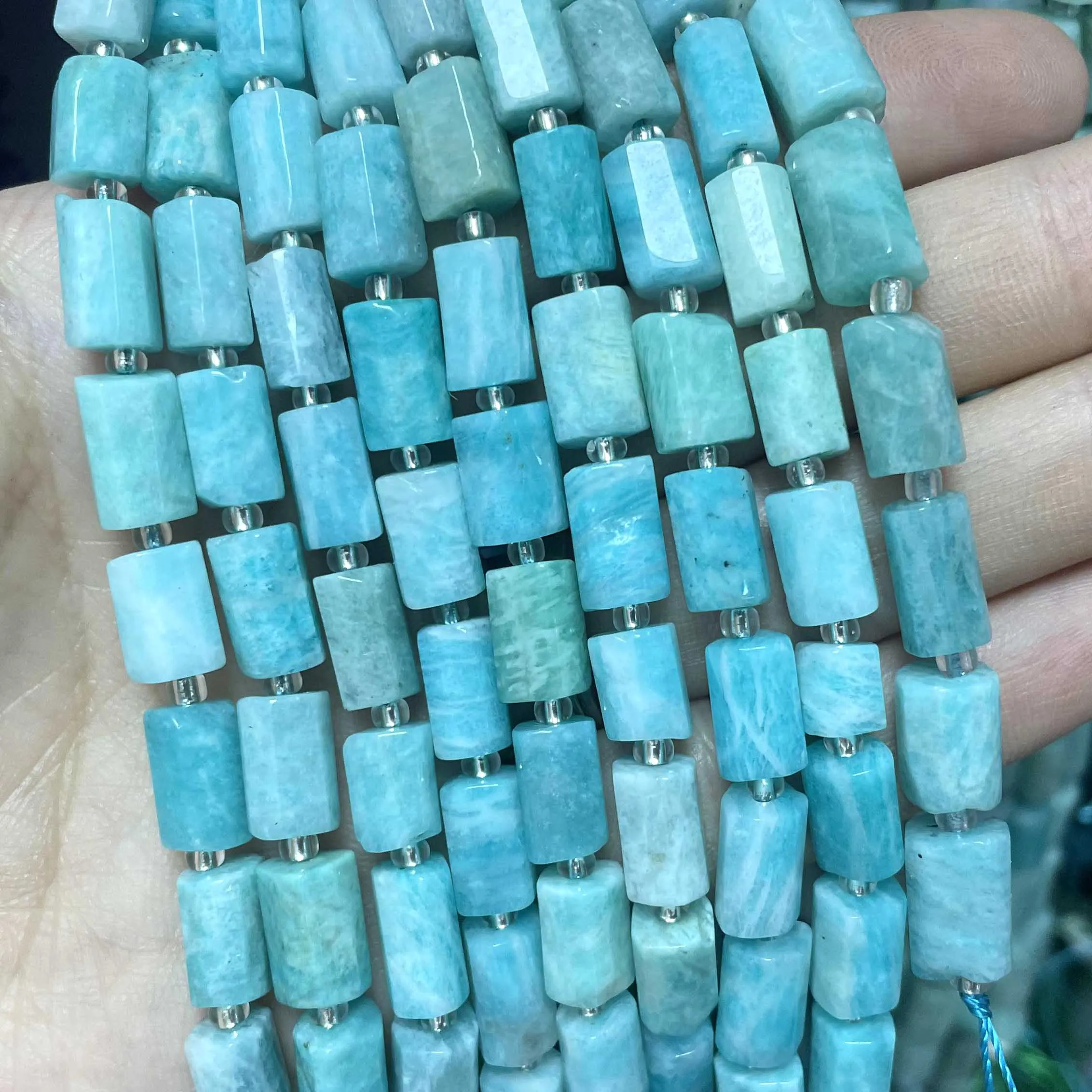 Natural Amazonite Stone Beads Round Faceted Rondelle Square Irregular Shape For Jewelry Making Diy Bracelet Accessories