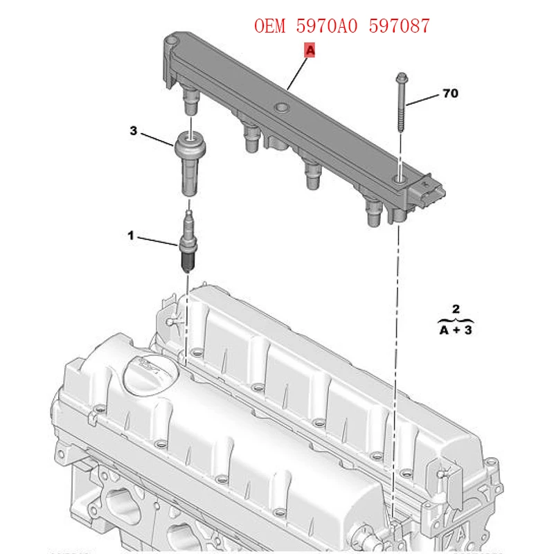 5970A0 9656695780 597087 Suitable For Peugeot New 307 308 3008 407 408 508  2.0 16V C4 C5 II DS4 Engine ignition coil