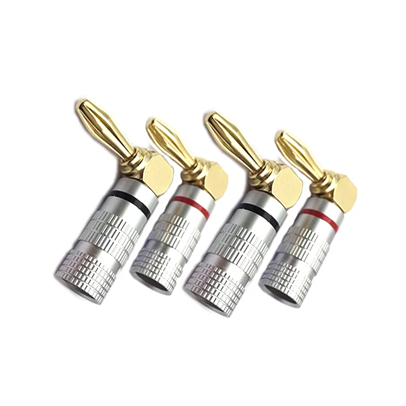 90 Degree Right Angle 4mm L Type Banana Plug Speaker Adapter Wire Cable Connector 24K Gold Plated For HiFi Musical Audio