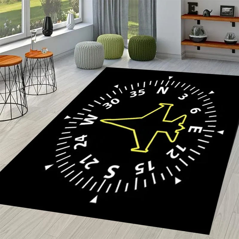 Airplane-Themed Rug With Departure/Arrival Signage, Non-Slip Carpet For Bedroom, Living Room, And Children's Room Home Decor Mat