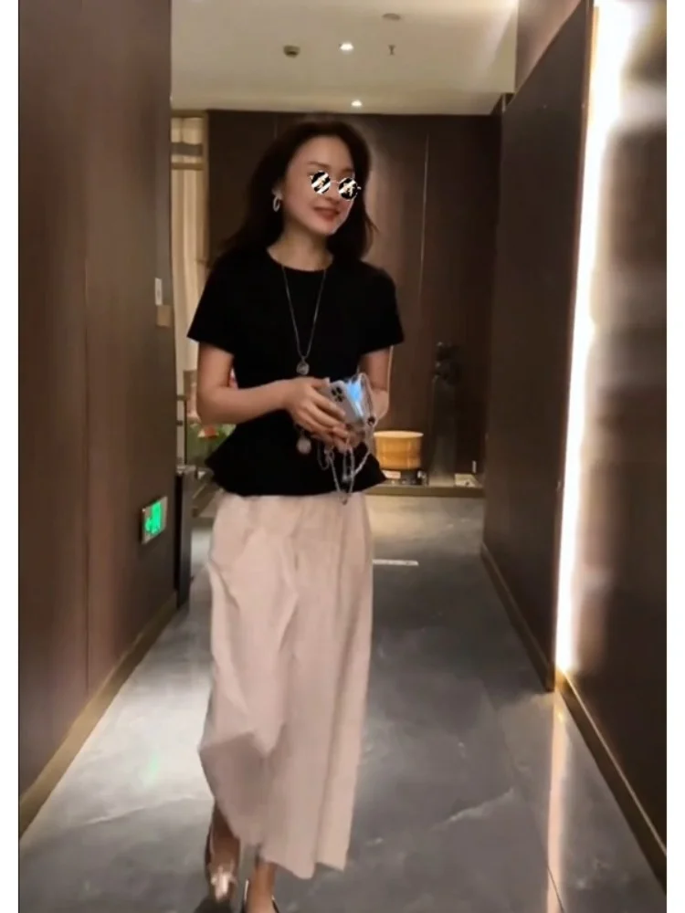 Slimming Effect Commute Casual Pants Women's Short Sleeve Top And Pants Set Summer Fashionable Two-Piece Suit Korean Style