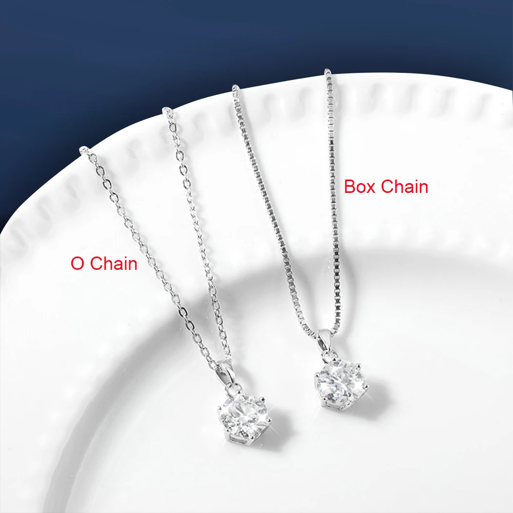 0.5‑10‑CT Multi‑Size D‑Color Round‑Cut Solitaire‑Design Real‑Moissanite Pendant Necklace for Women, 925 Sterling‑Silver Classic Bridal Fine Jewelry, Ideal Gift for Her