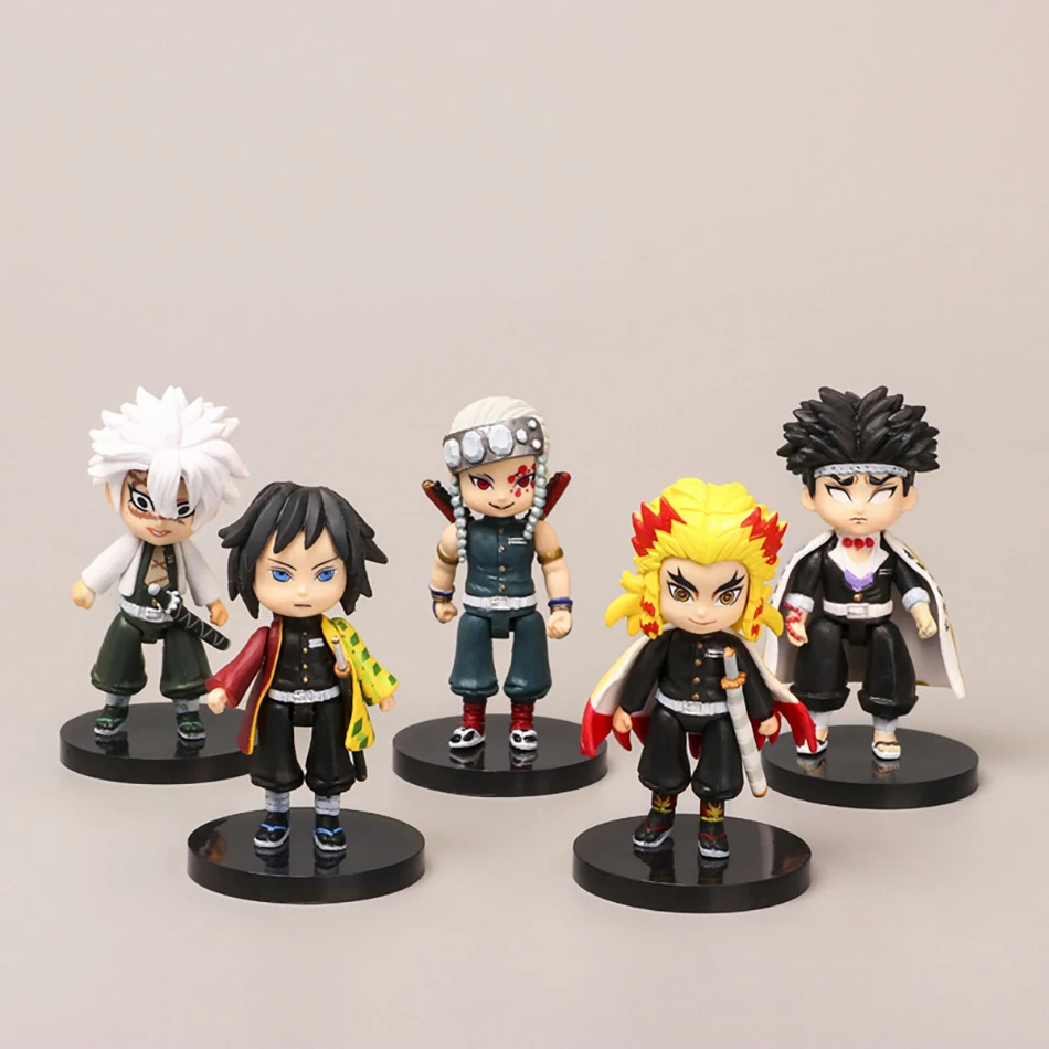 Figura de acción de Anime Demon Slayer Kimetsu no Yaiba, versión Q, Kamado Tanjirou, Agatsuma Zenitsu Nezuko Warrior, juguete en miniatura de PVC
