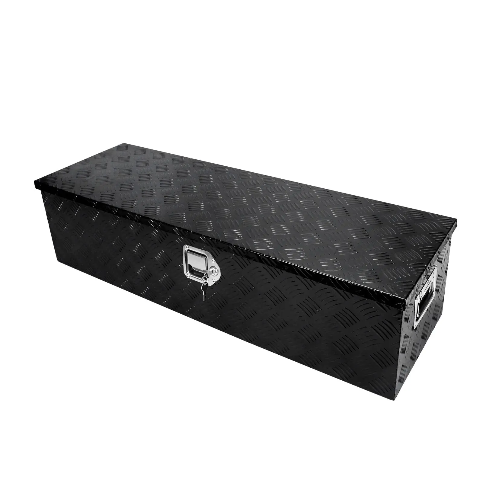 39 Inch Heavy Duty Aluminum Stripes Plated Tool Box Pick Up Truck Bed RV Trailer Toolbox Waterproof Square Storage