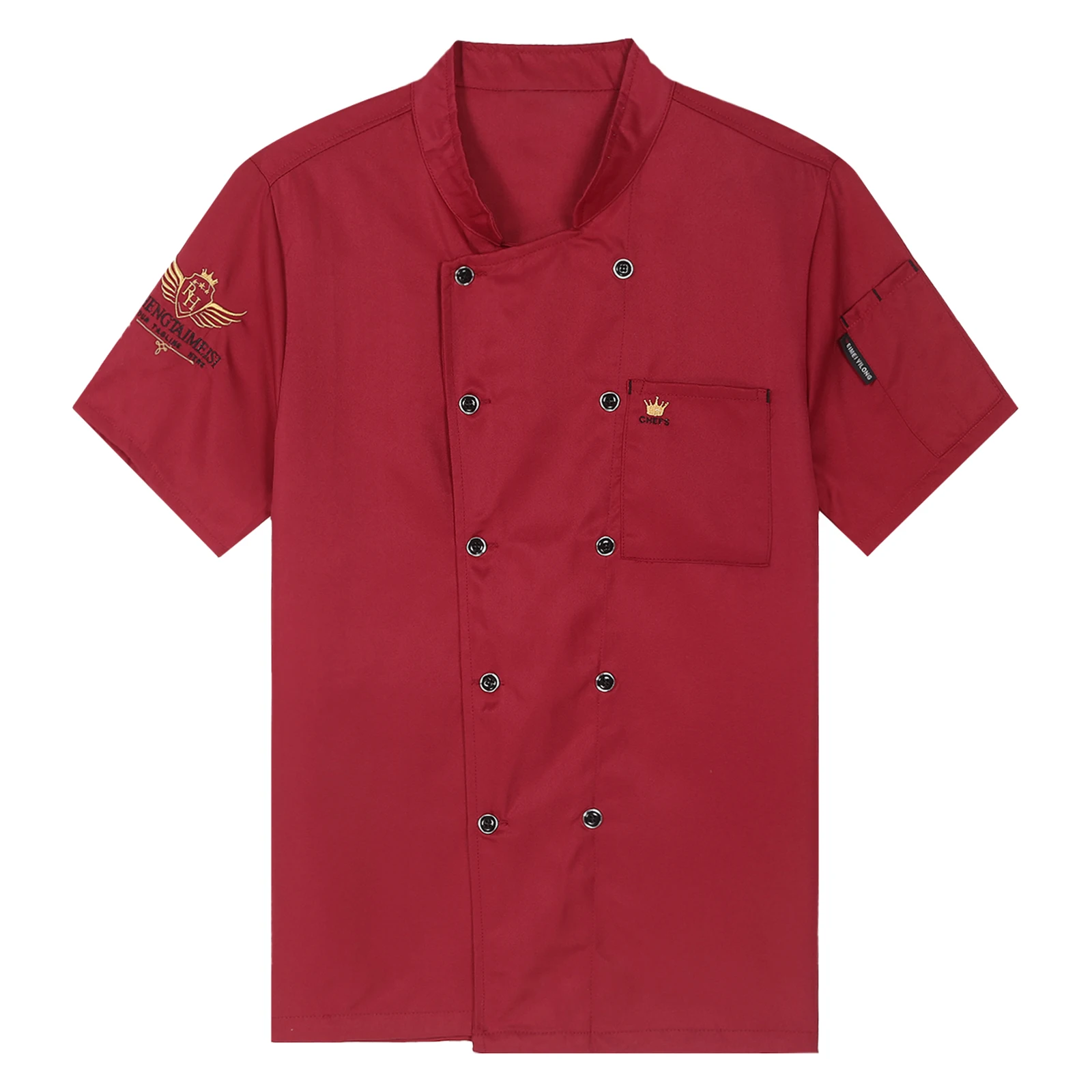 Giacca da cuoco per uomo camicia da cuoco manica corta uniforme da cuoco cucina cucina ristorante Cafe uniformi da lavoro da forno con tasche