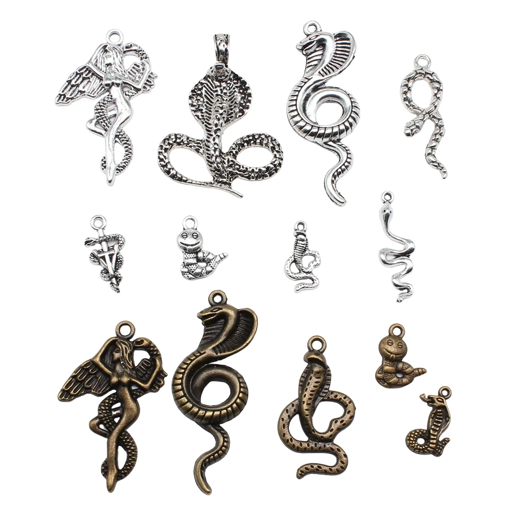 20 sztuk zwierząt wąż Charms Cobra wisiorek do tworzenia biżuterii DIY rzemiosło dokonywanie ustaleń ręcznie robiona biżuteria tybetańska