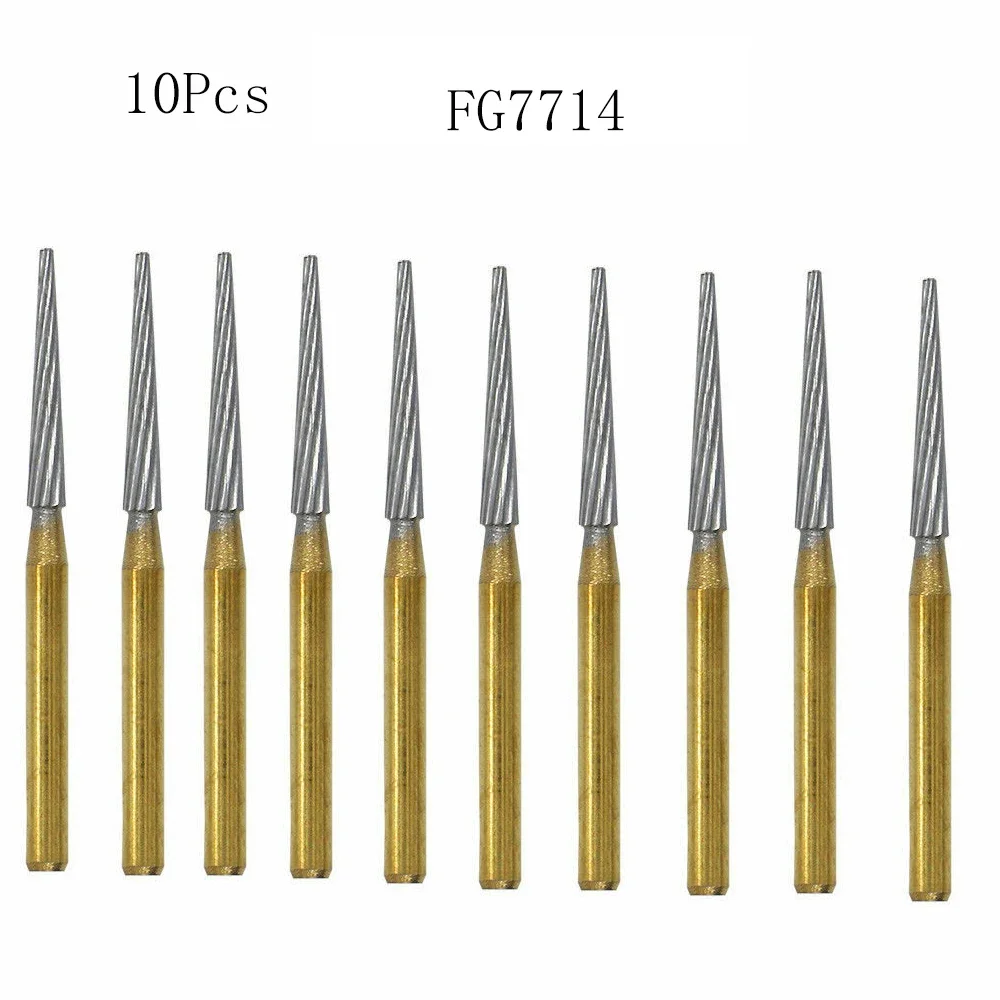 10 Pcs Dental Tungsten Carbide Burs FG7714 Finishing And Trimming High-Speed Cutting