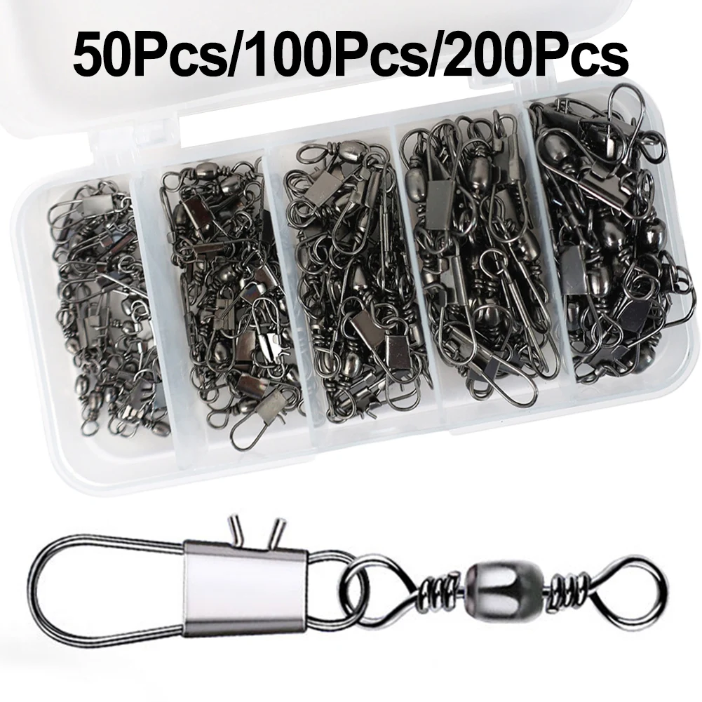 Fishing Swivel Snap Ball Bearing Snap Swivels Interlock Snaps Line Connector Fishing Tools Accessories 200/100/50pcs