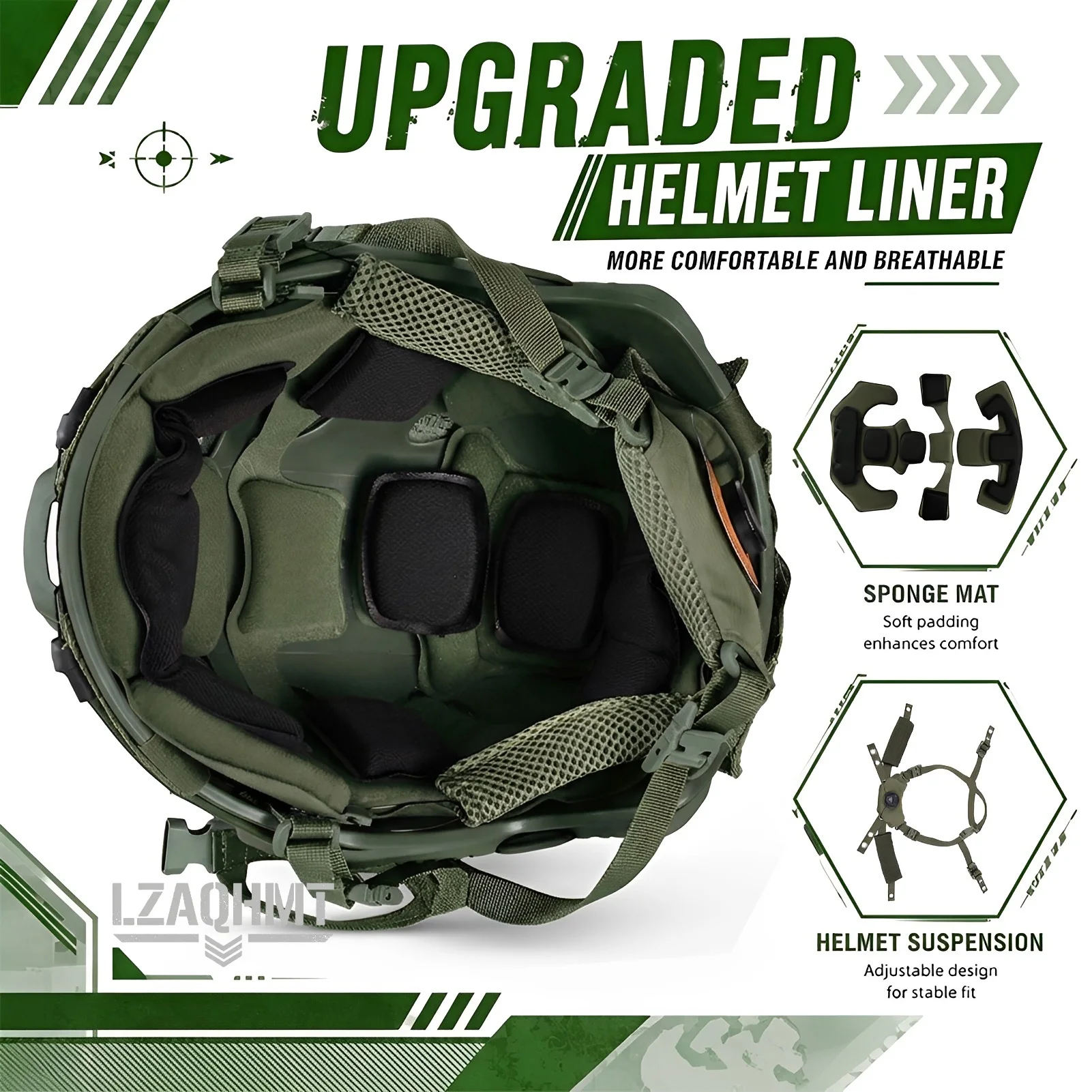 Upgraded 4-in-1 Tactical Helmet Adjustable Suspension Dial System with Headset Cover Balaclava Mask for Airsoft Paintball