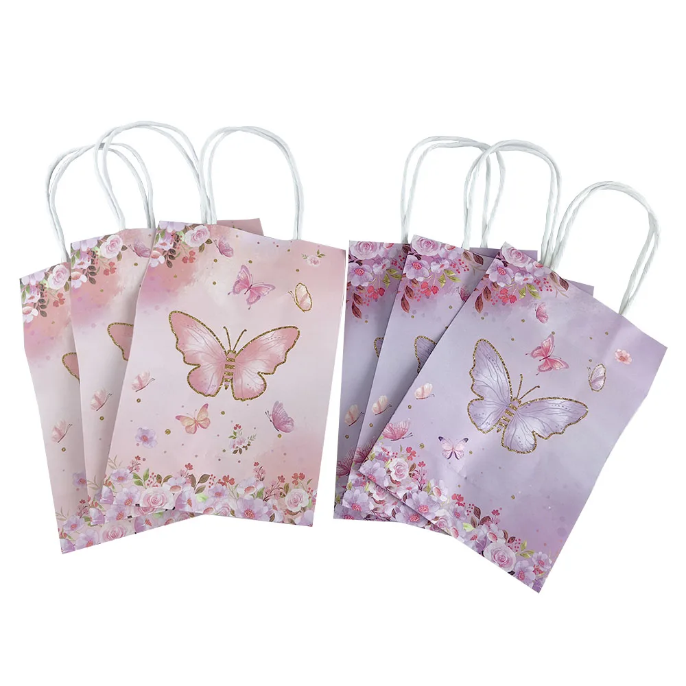 4/8/12/16/20pcs sacchetti regalo per feste a farfalla sacchetti di carta colorati sacchetti per dolcetti bambini farfalla decorazione per feste di