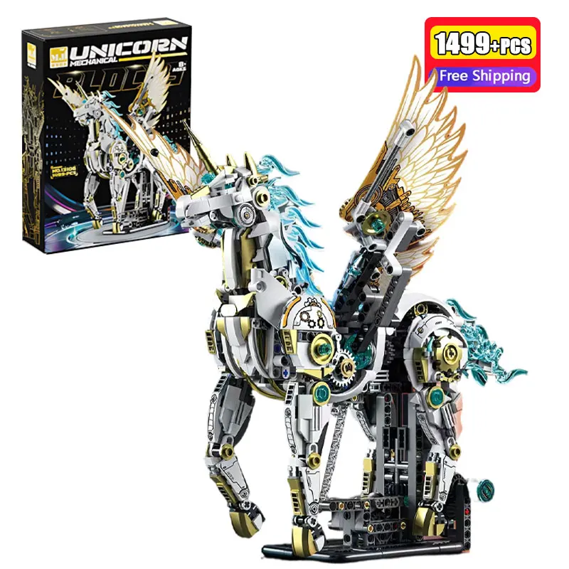 

1499 Pcs Mechanical Unicorn Animal Model Building Blocks DIY Creative Assembly Ornament Bricks Toy for Adults Birthday Gift