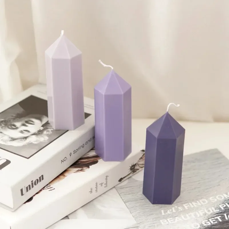 3D Peaked Hexagonal Column Candle Mold Handmade Candle Making Supplies Durable and Easy To Release Plastic Acrylic Mould Kit