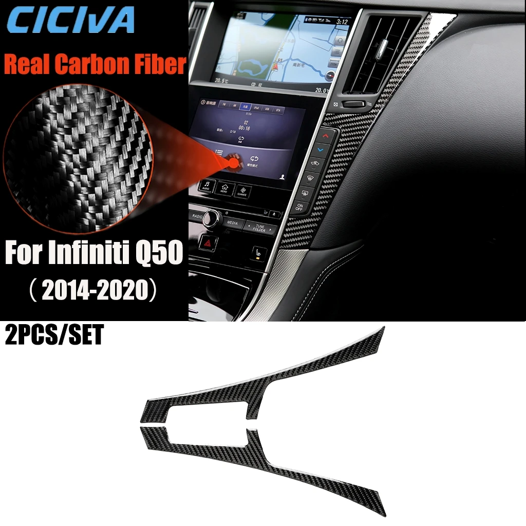 

Carbon Fiber Car Accessories Center Console Side Panel Modified Interior Trim Cover Soft Sticker For Infiniti Q50 2014-2020