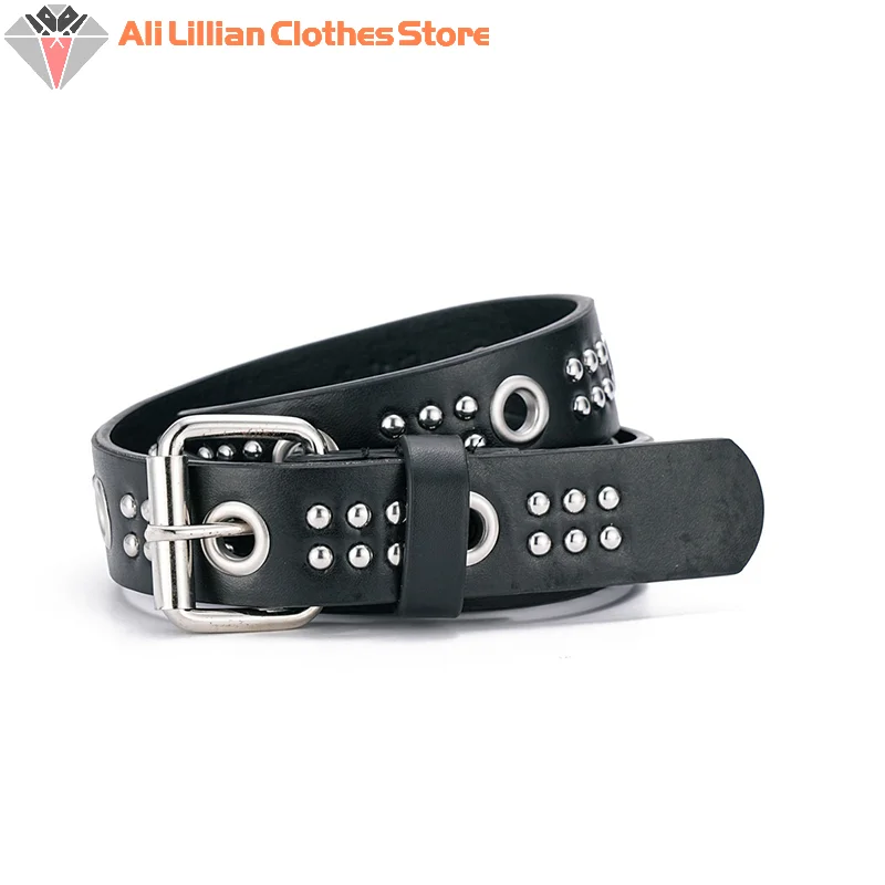 Square Bead Rivet Belt Fashion Metal Pyramid Belt Men And Women Punk Hardware Jeans Belts Y2K Belt Designer Belt Women's Belt