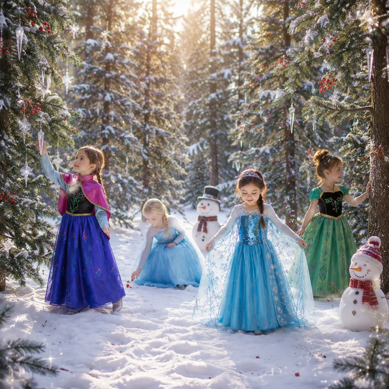 Frozen Elsa Anna Snow Queen Tulle Princess Dress for Girls Birthday Halloween Christmas Carnival Cosplay Outfit Kids 2-8Y view 5