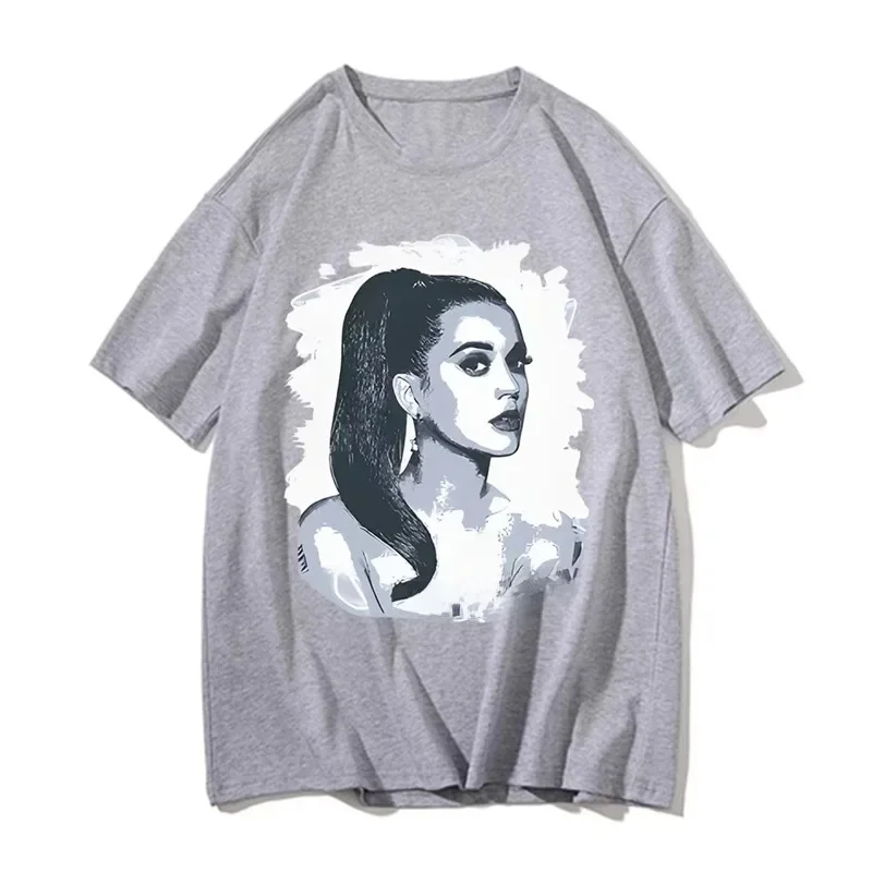 

Summer New Katy Perry Pattern Printed T-shirt Casual Breathable Men's Tee Shirt Crew Neck Stripe Design All Season Wear