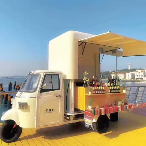 TukTuk Portable Outdoor Kitchen Food Truck Trailer Cart Mobile Snack Bar Ice Cream Truck Tent Caravan for Camping And Catering