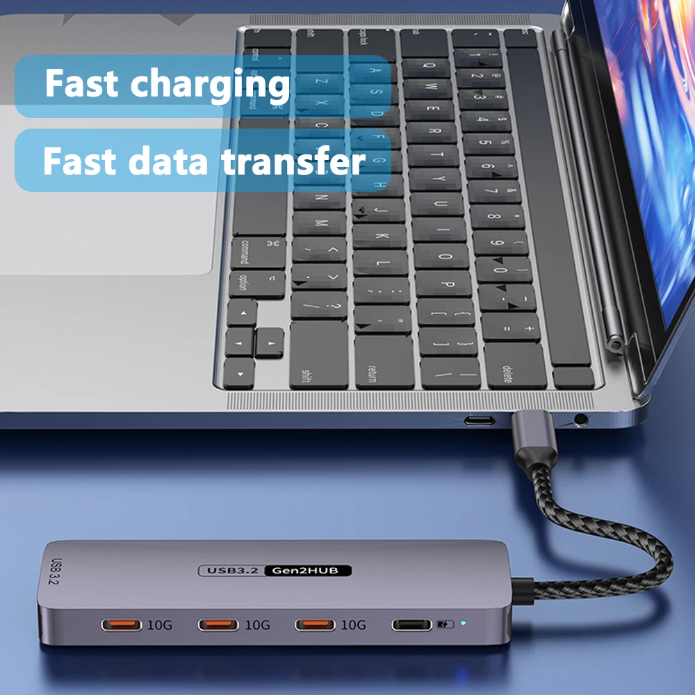 10Gbps USB3.2 Gen2 HUB USB C Splitter 3.2 Hub 10Gb High Speed do laptopa Macbook-Air MacBook Pro M4 M3 M2 Usb Extension Hub — zdjęcie produktu 3