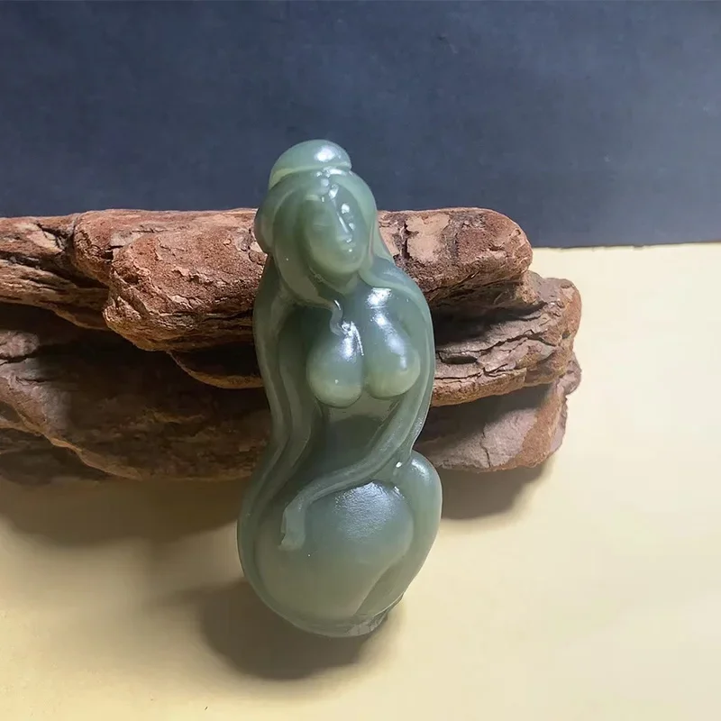 

Натуральный нефрит Hetian, ручная резьба, красивая девушка, нефритовая подвеска, ювелирные изделия, счастливый благоприятный амулет безопасности, Изящные Ювелирные изделия