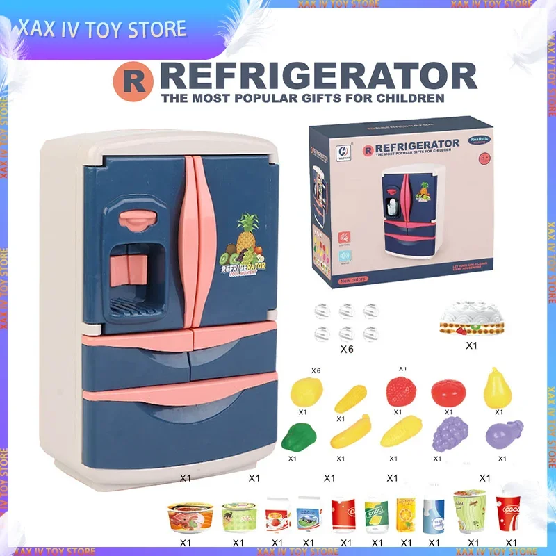 

Kids Toy Fridge Refrigerator Accessories With Ice Dispenser Role Playing Appliance For Kids Kitchen Set Food Toys For Girls Boys