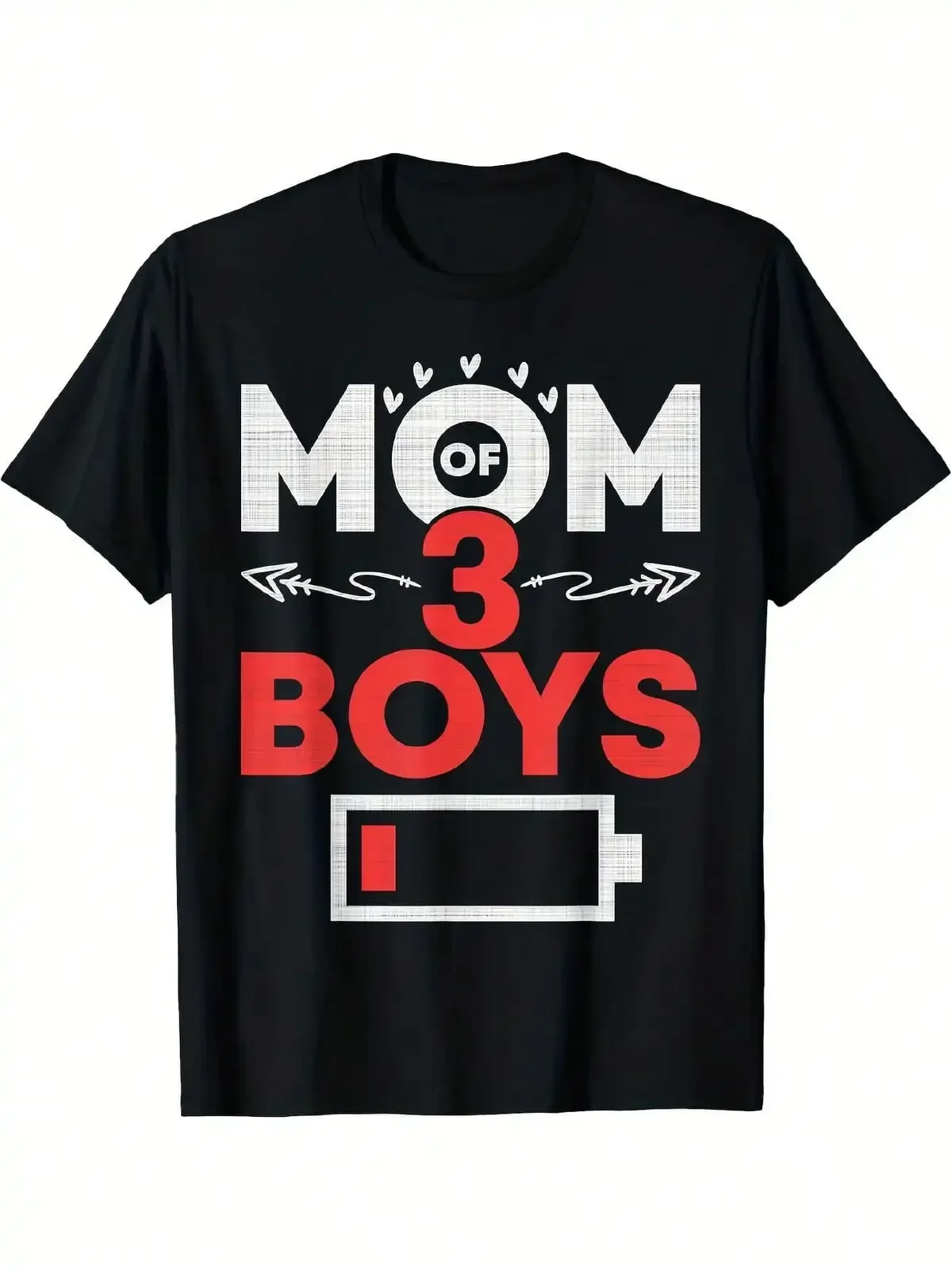 Women' Mom Of 3 Boys T-Shirt Gift From Son - Mothers Day Birthday Present, All-Season Comfortable Casual Round Neck Tee With Mom, Son & Bonding Outfits For Casual Attire & Labour Day (Machine Washable)