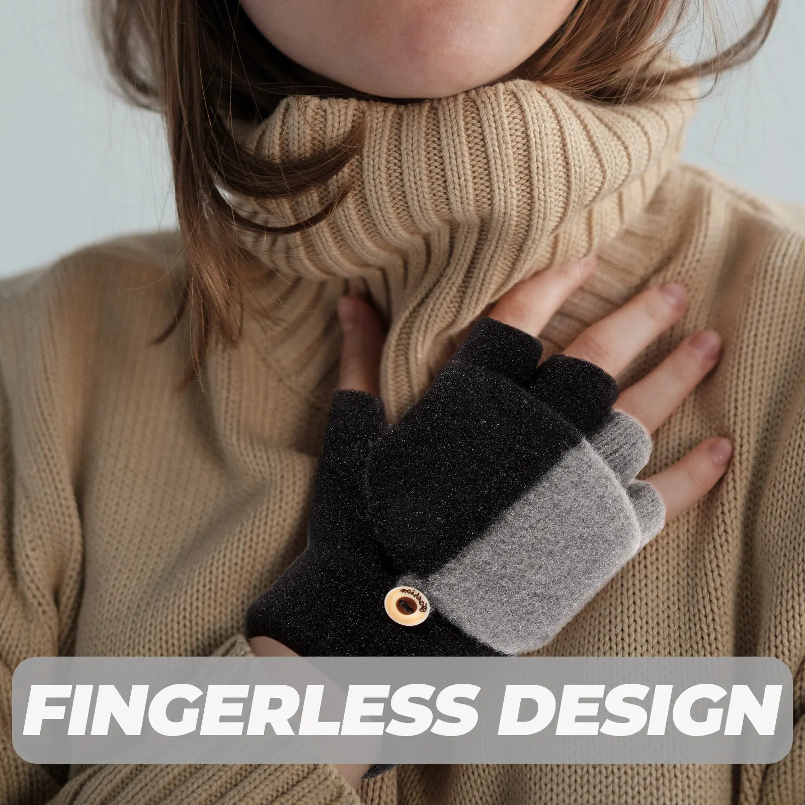

1Pair Winter Warm Gloves Fingerless Wool Knitted Gloves for Women Outdoor Riding Skiing Cold Weather Protection