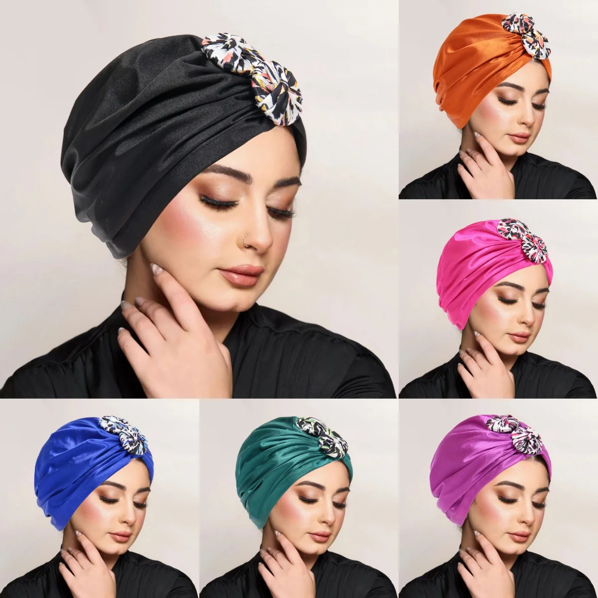 

2025 New Knot Twist Turban Headbands Cap Women Instant Hijab Cap Headwear Casual Streetwear Female Muslim Indian Hat