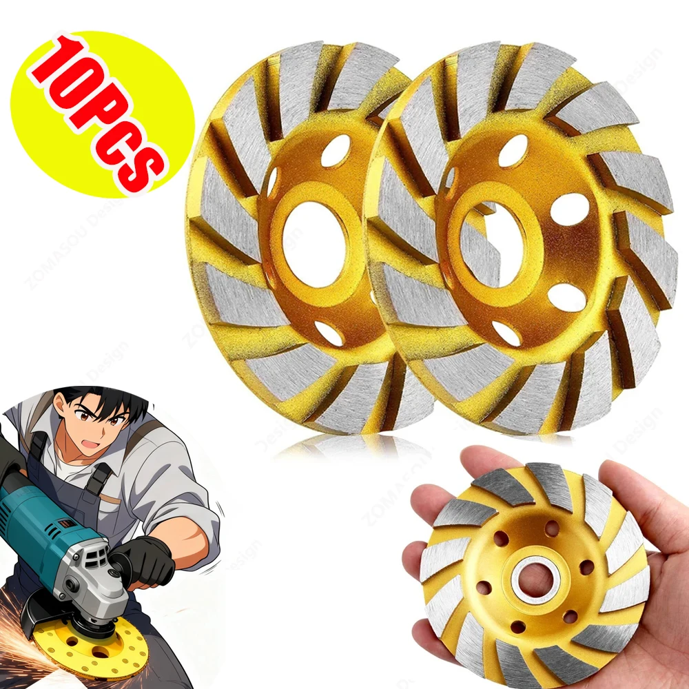 

4 Inch 10-1Pcs Diamond Ceramic Concrete Grinding Wheel Discs Stone Tile Turbo Diamond Grinding Cup for Angle Grinder Polishing