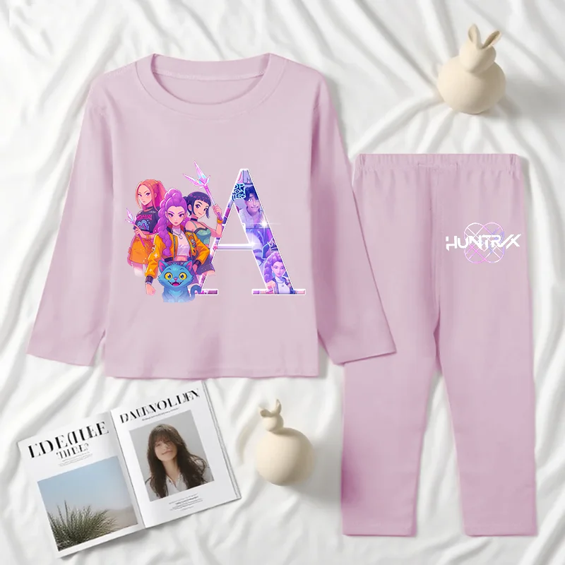 

Комплекты пижам KPop «Охотники на демонов», милая пижама с надписью A-Z, осень-зима, мягкая теплая длинная одежда для сна для девочек, подарок для детей
