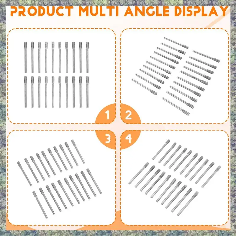 

WON 20 шт. Алмазные шлифовальные насадки 4 мм, шлифовальные насадки для головки блока цилиндров, набор вращающихся алмазных заусенцев для большинства шлифовальных инструментов